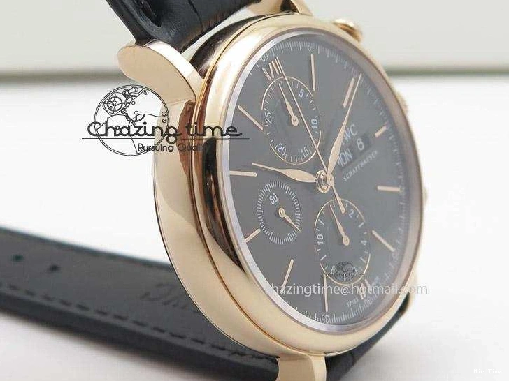 MIROTIME 0517 Portofino Chrono RG Black Dial on Black Leather Strap A HighPerformance 7389